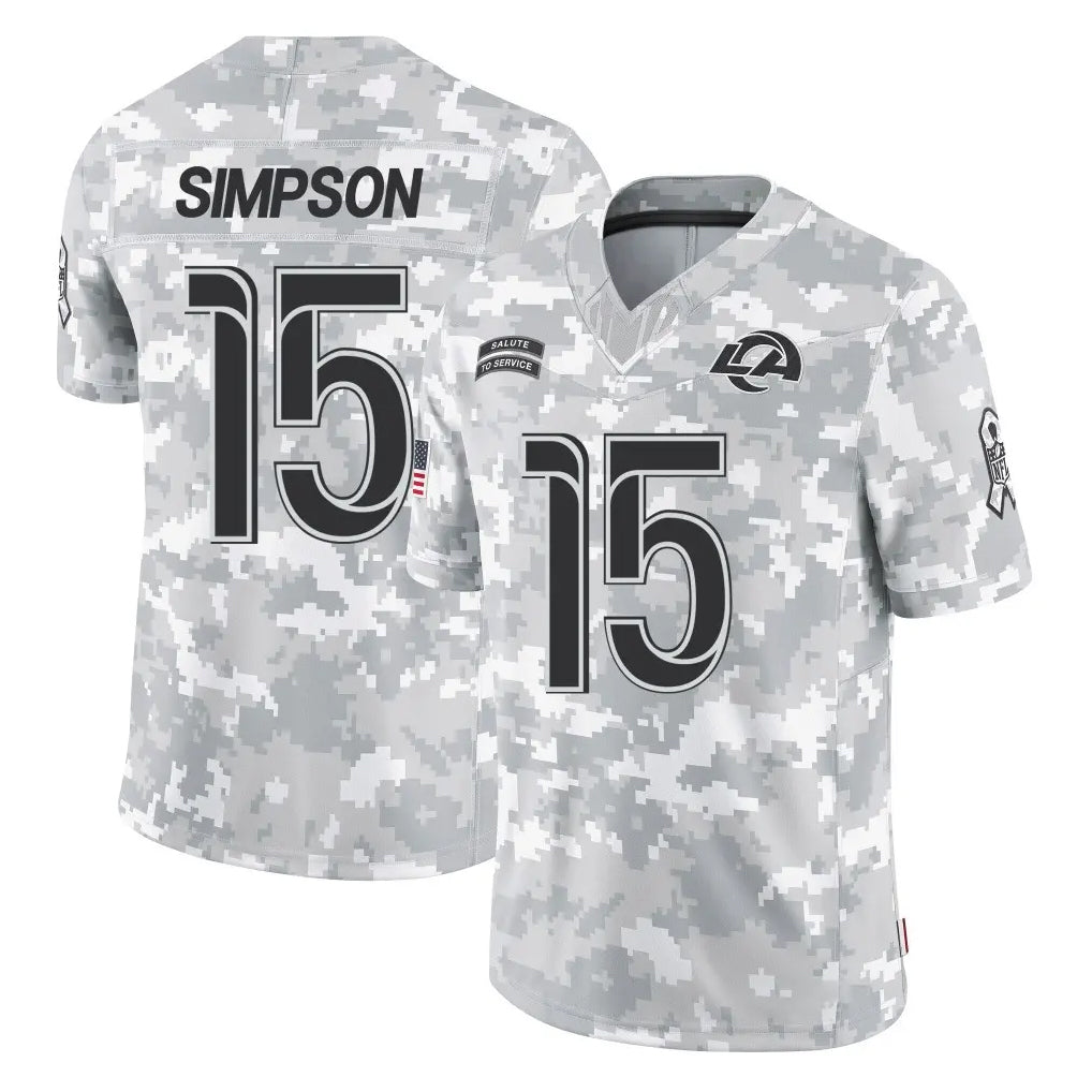 Johmsee LA.Rams #15 Ty Simpson Player Arctic Camo Salute To Service Limited Game Stitched Jerseys