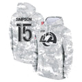Johmsee LA.Rams #15 Ty Simpson Player Arctic Camo Salute to Service Hoodies Limited Game Stitched Jerseys
