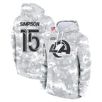 Johmsee LA.Rams #15 Ty Simpson Player Arctic Camo Salute to Service Hoodies Limited Game Stitched Jerseys