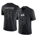 Johmsee LA.Rams #15 Ty Simpson Player Black Limited Reflective Home Game Stitched Jerseys