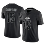 Johmsee LA.Rams #15 Ty Simpson Player Black Limited Reflective Home Game Stitched Jerseys