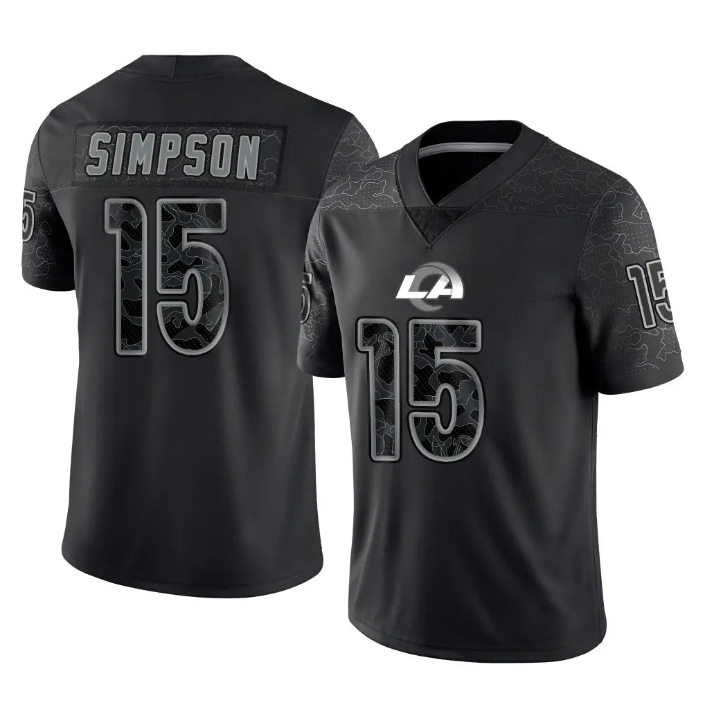 Johmsee LA.Rams #15 Ty Simpson Player Black Limited Reflective Home Game Stitched Jerseys