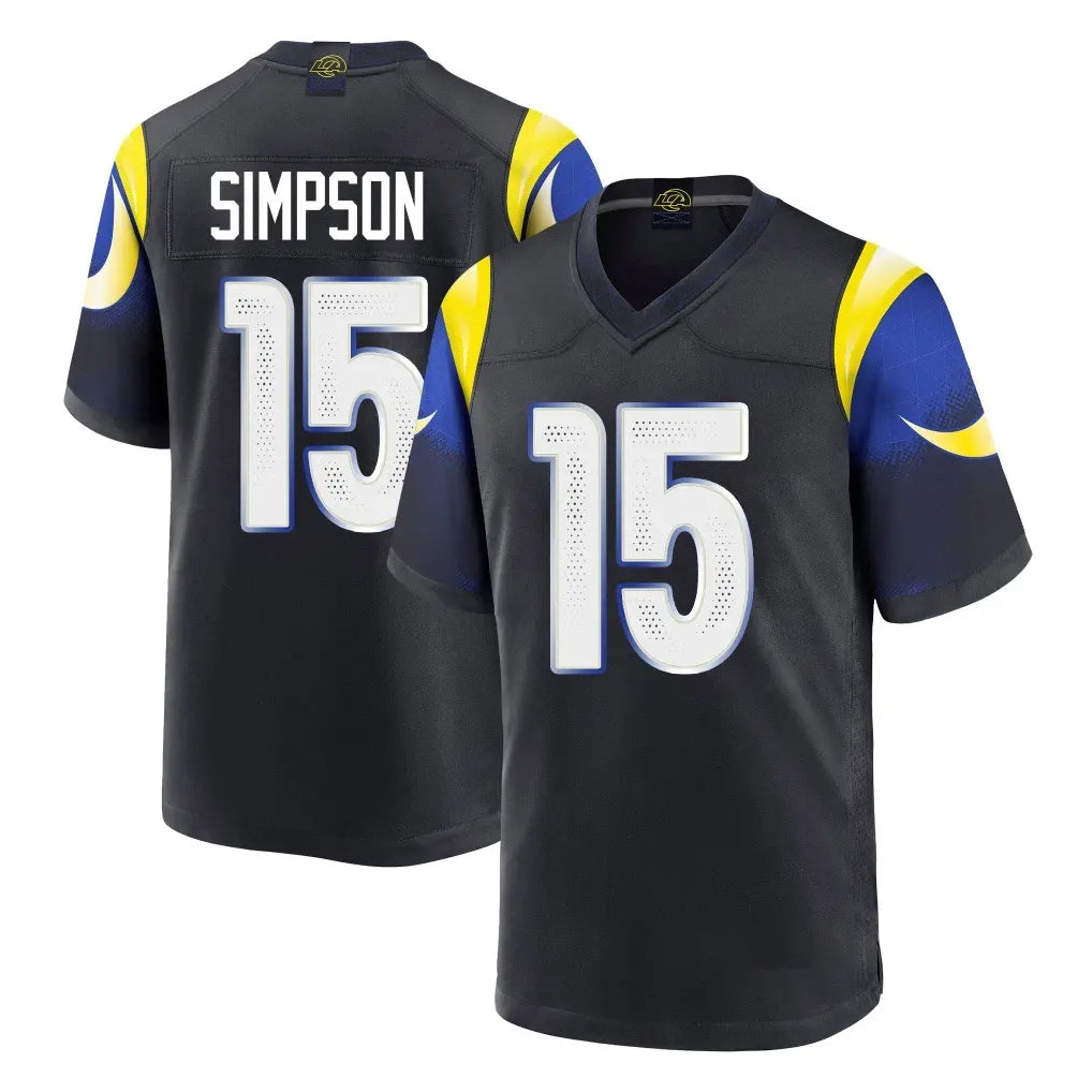 Johmsee LA.Rams #15 Ty Simpson Player Black Midnight Rivalries Collection Home Game Stitched Jerseys