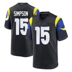 Johmsee LA.Rams #15 Ty Simpson Player Black Midnight Rivalries Collection Home Game Stitched Jerseys