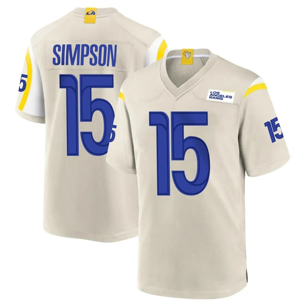 Johmsee LA.Rams #15 Ty Simpson Player Bone Home Game Stitched Jerseys