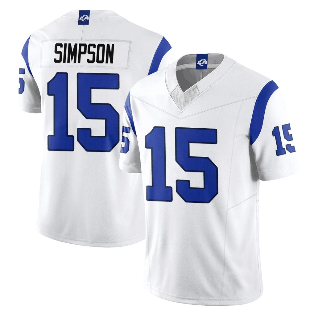 Johmsee LA.Rams #15 Ty Simpson Player Fearsome White Limited Vapor F.U.S.E. Home Game Stitched Jerseys