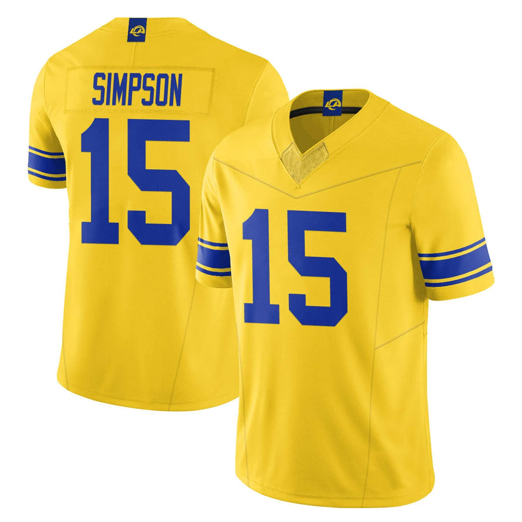 Johmsee LA.Rams #15 Ty Simpson Player Gold Classic Sol Vapor Limited F.U.S.E. Home Game Stitched Jerseys