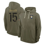 Johmsee LA.Rams #15 Ty Simpson Player Olive Salute to Service Pullover Hoodies Limited Stitched Jerseys