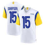 Johmsee LA.Rams #15 Ty Simpson Player White Home Game Stitched Jerseys