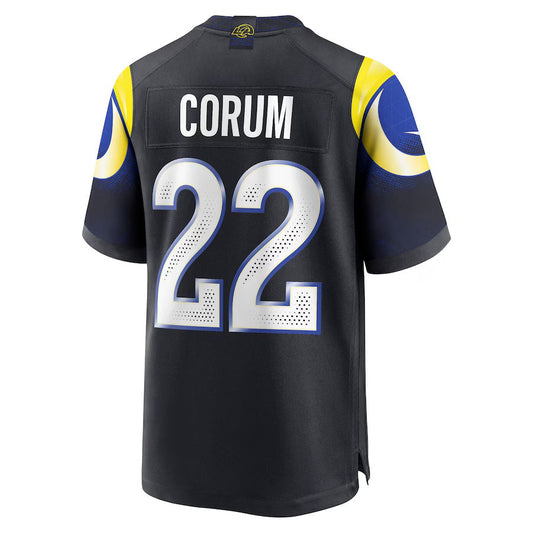 LA.Rams #22 Blake Corum 2025 Rivalries Collection Game Jersey - Midnight Blue Stitched American Football Jerseys