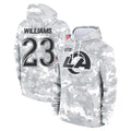 Johmsee LA.Rams #23 Kyren Williams Player Arctic Camo Salute to Service Hoodies Limited Game Stitched Jerseys
