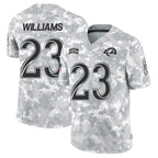 Johmsee LA.Rams #23 Kyren Williams Player Arctic Camo Salute to Service Limited Stitched Jerseys