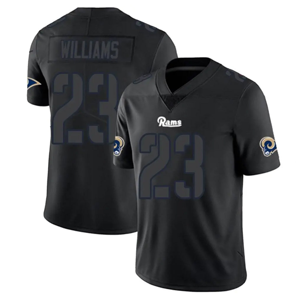 Johmsee LA.Rams #23 Kyren Williams Player Black Impact Limited Home Game Stitched Jerseys