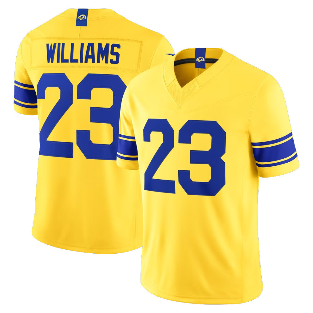Johmsee LA.Rams #23 Kyren Williams Player Gold Classic Sol Vapor F.U.S.E. Home Game Stitched Jerseys