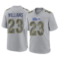 Johmsee LA.Rams #23 Kyren Williams Player Gray Atmosphere Fashion Home Game Stitched Jerseys