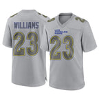 Johmsee LA.Rams #23 Kyren Williams Player Gray Atmosphere Fashion Home Game Stitched Jerseys