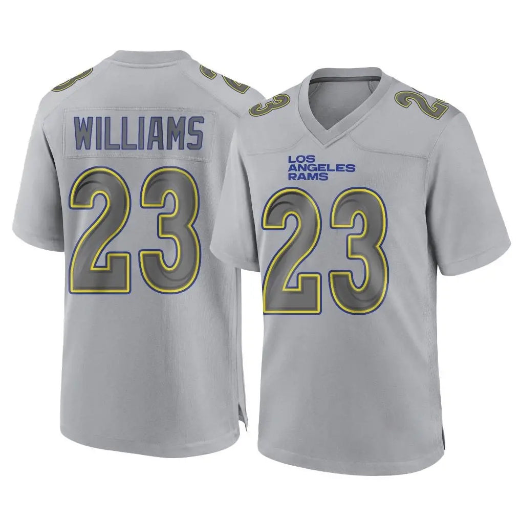 Johmsee LA.Rams #23 Kyren Williams Player Gray Atmosphere Fashion Home Game Stitched Jerseys