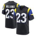 Johmsee LA.Rams #23 Kyren Williams Player Midnight Blue Rivalries Collection Game Stitched Jersey