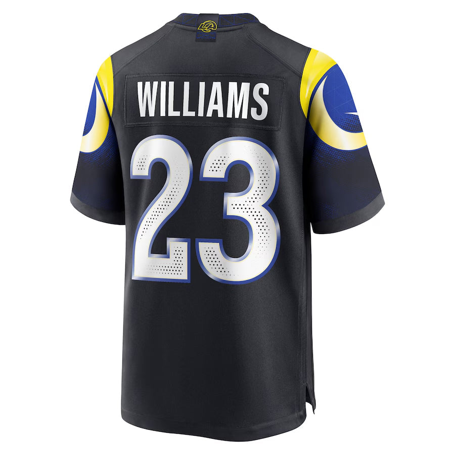 Johmsee LA.Rams #23 Kyren Williams Player Midnight Blue Rivalries Collection Game Stitched Jerseys