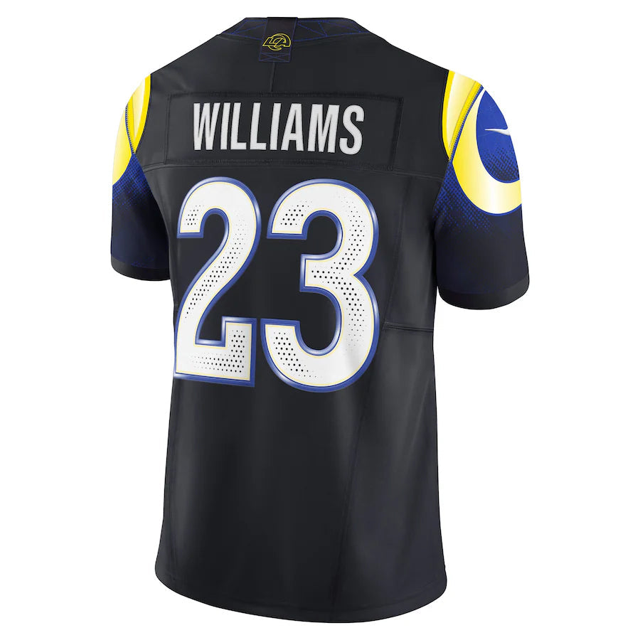 Johmsee LA.Rams #23 Kyren Williams Player Midnight Blue Rivalries Collection Vapor Limited Stitched Jerseys