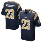 Johmsee LA.Rams #23 Kyren Williams Player Navy Home Game Stitched Jerseys