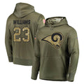 Johmsee LA.Rams #23 Kyren Williams Player Olive Salute to Service Pullover Hoodies Home Game Stitched Jerseys