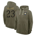 Johmsee LA.Rams #23 Kyren Williams Player Olive Salute to Service Pullover Hoodies Limited Stitched Jerseys