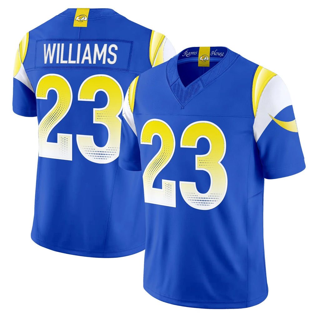 Johmsee LA.Rams #23 Kyren Williams Player Royal Rivalries Vapor Limited Home Game Stitched Jerseys