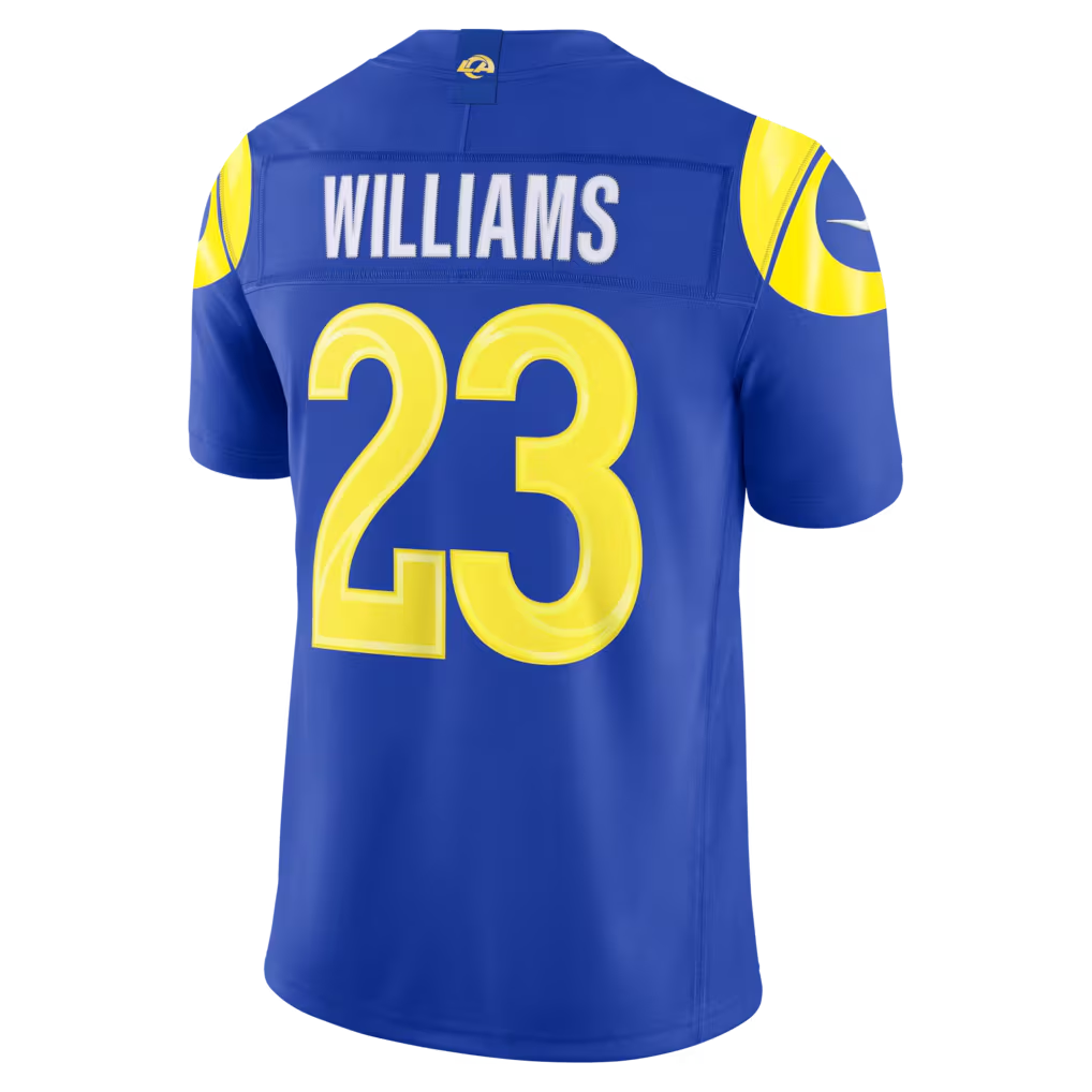 Johmsee LA.Rams #23 Kyren Williams Royal Team Vapor F.U.S.E. Stitched Limited Jerseys