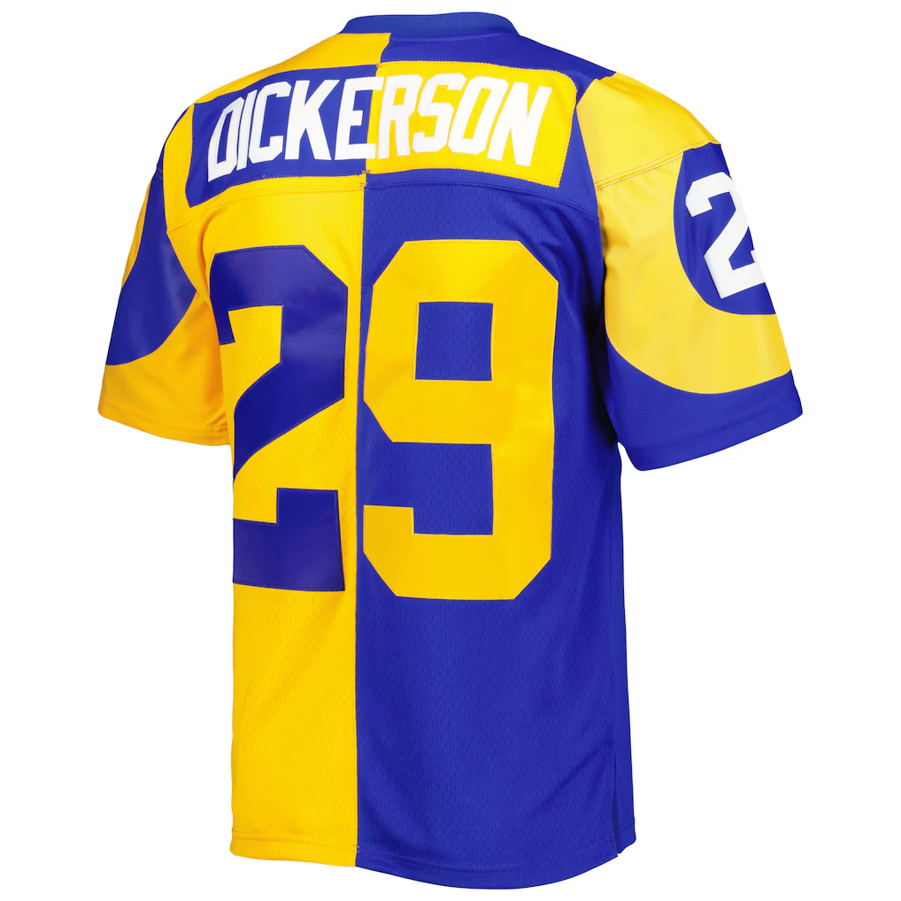 Johmsee LA.Rams #29 Eric Dickerson Mitchell & Ness RoyalGold 1984 Split Legacy Replica Jersey