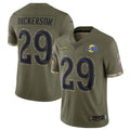 Johmsee LA.Rams #29 Eric Dickerson Player Salute To Service Olive Football Jerseys