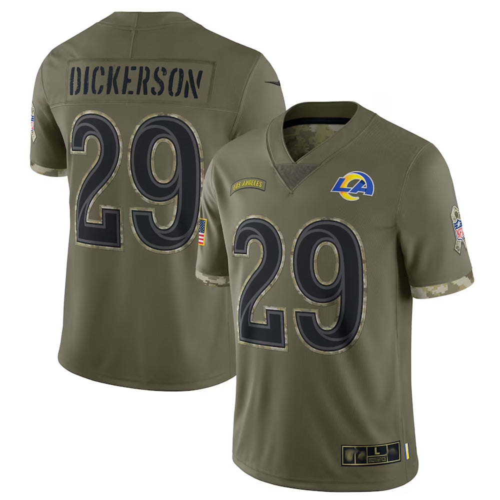Johmsee LA.Rams #29 Eric Dickerson Player Salute To Service Olive Football Jerseys