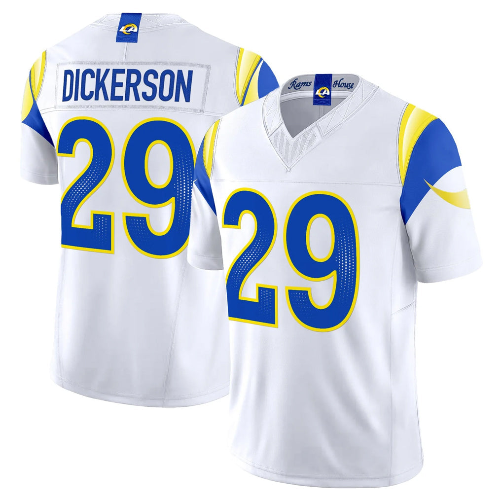 Johmsee LA.Rams #29 Eric Dickerson Player White Rivalries Vapor Limited Home Game Stitched Jerseys