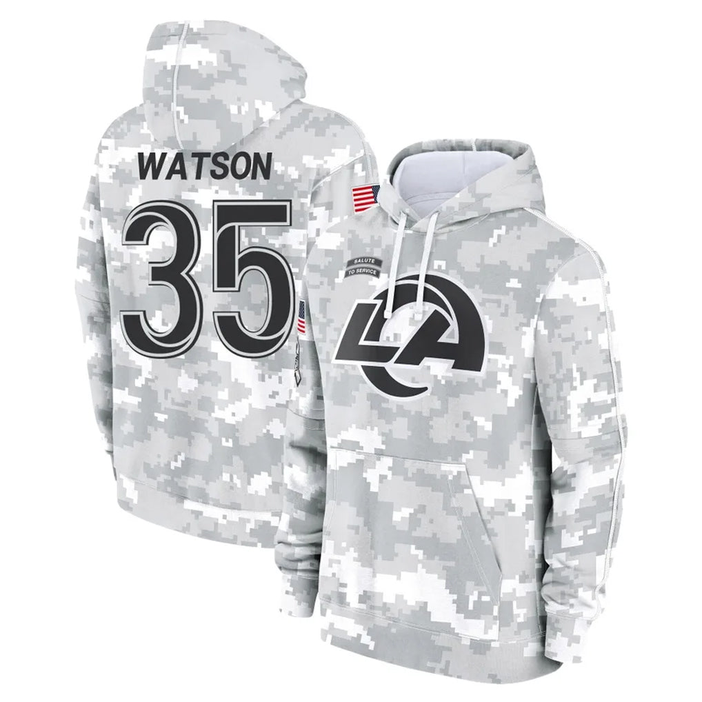 Johmsee LA.Rams #35 Jaylen Watson Player Arctic Camo Salute to Service Hoodies Limited Game Stitched Jerseys