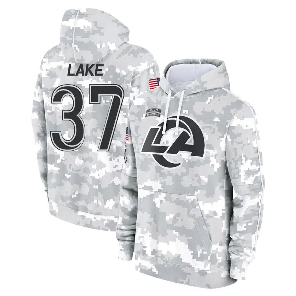 Johmsee LA.Rams #37 Quentin Lake Player Arctic Camo Salute to Service Hoodies Limited Game Stitched Jerseys