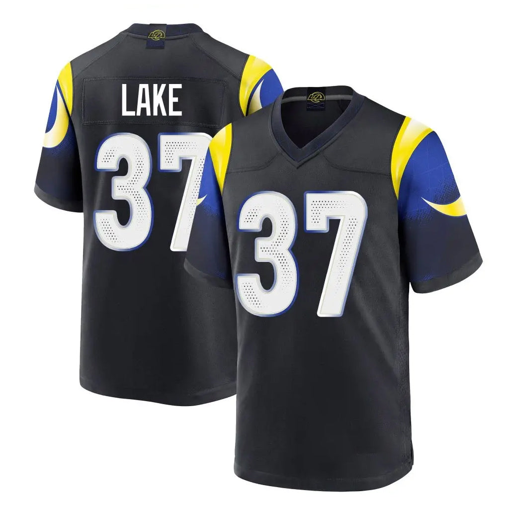 Johmsee LA.Rams #37 Quentin Lake Player Black Midnight Rivalries Collection Home Game Stitched Jerseys