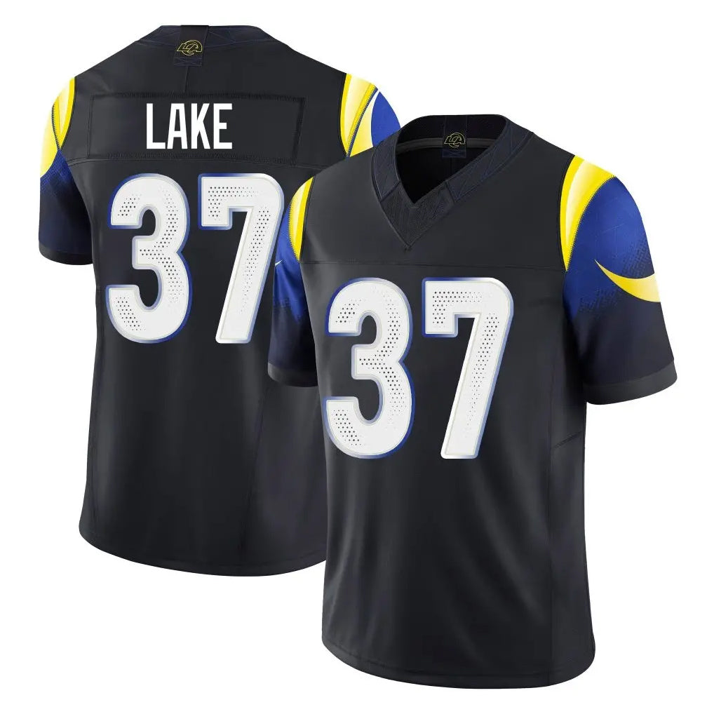 Johmsee LA.Rams #37 Quentin Lake Player Black Midnight Rivalries Collection Limited Home Game Stitched Jerseys
