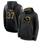 Johmsee LA.Rams #37 Quentin Lake Player Black Salute to Service Hoodies Limited Game Stitched Jerseys
