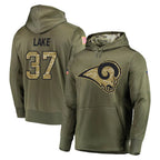 Johmsee LA.Rams #37 Quentin Lake Player Olive Salute to Service Pullover Hoodies Home Game Stitched Jerseys