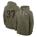 Johmsee LA.Rams #37 Quentin Lake Player Olive Salute to Service Pullover Hoodies Limited Stitched Jerseys