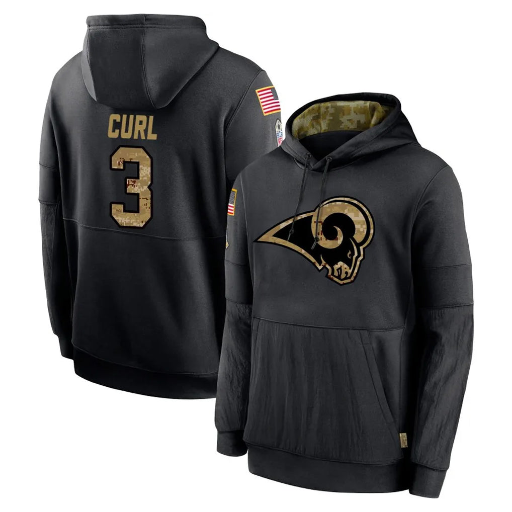 Johmsee LA.Rams #3 Kam Curl Player Black Salute to Service Hoodies Limited Game Stitched Jerseys