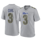 Johmsee LA.Rams #3 Kam Curl Player Gray Atmosphere Fashion Home Game Stitched Jerseys