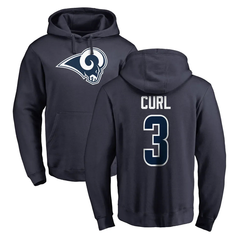 Johmsee LA.Rams #3 Kam Curl Player Navy Pullover Hoodie Limited Game Stitched Jerseys