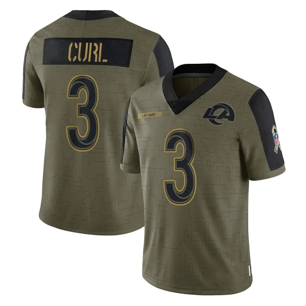 Johmsee LA.Rams #3 Kam Curl Player Olive Salute To Service Limited Game Stitched Jerseys