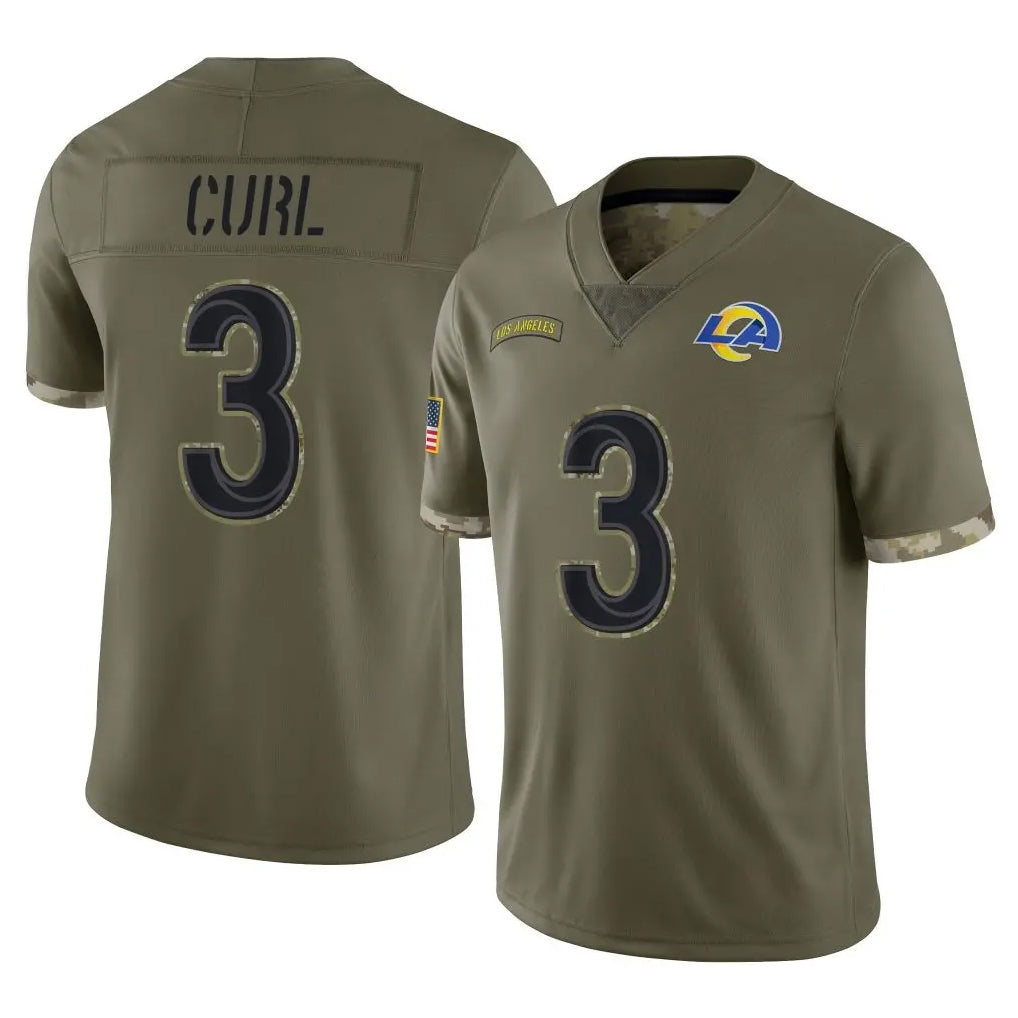 Johmsee LA.Rams #3 Kam Curl Player Olive Salute To Service Limited Stitched Jerseys