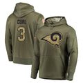 Johmsee LA.Rams #3 Kam Curl Player Olive Salute to Service Pullover Hoodies Home Game Stitched Jerseys