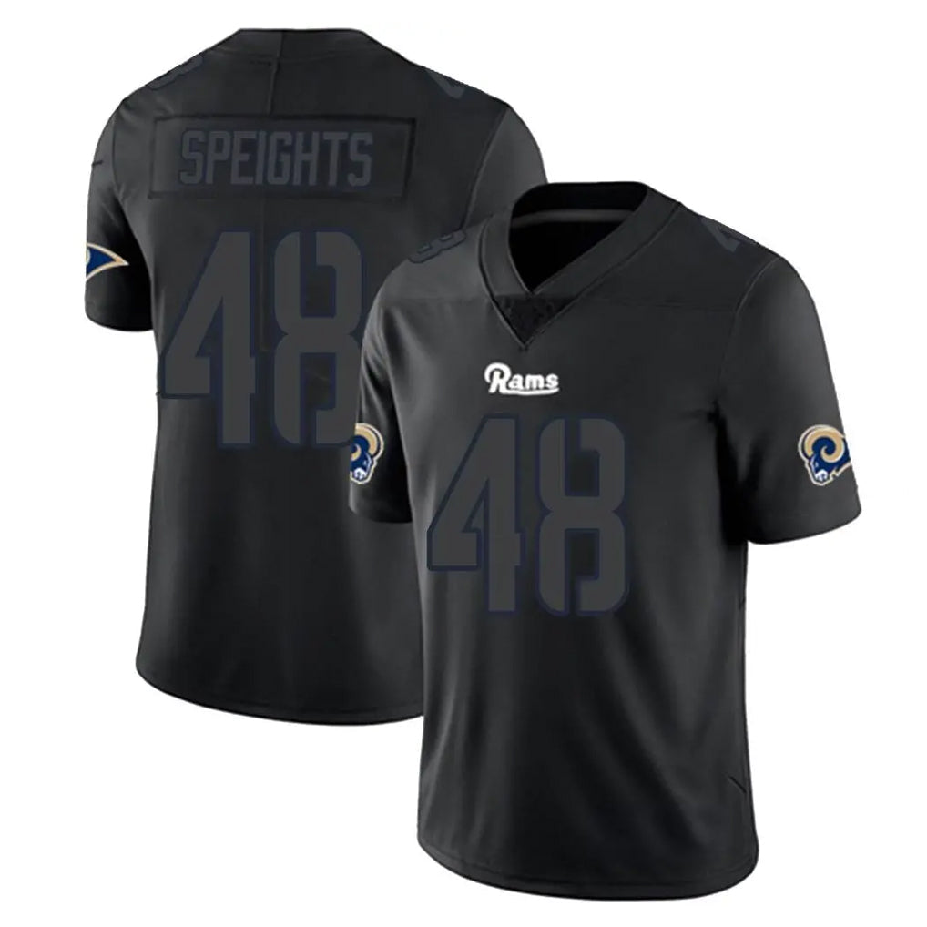 Johmsee LA.Rams #48 Omar Speights Player Black Impact Limited Home Game Stitched Jerseys