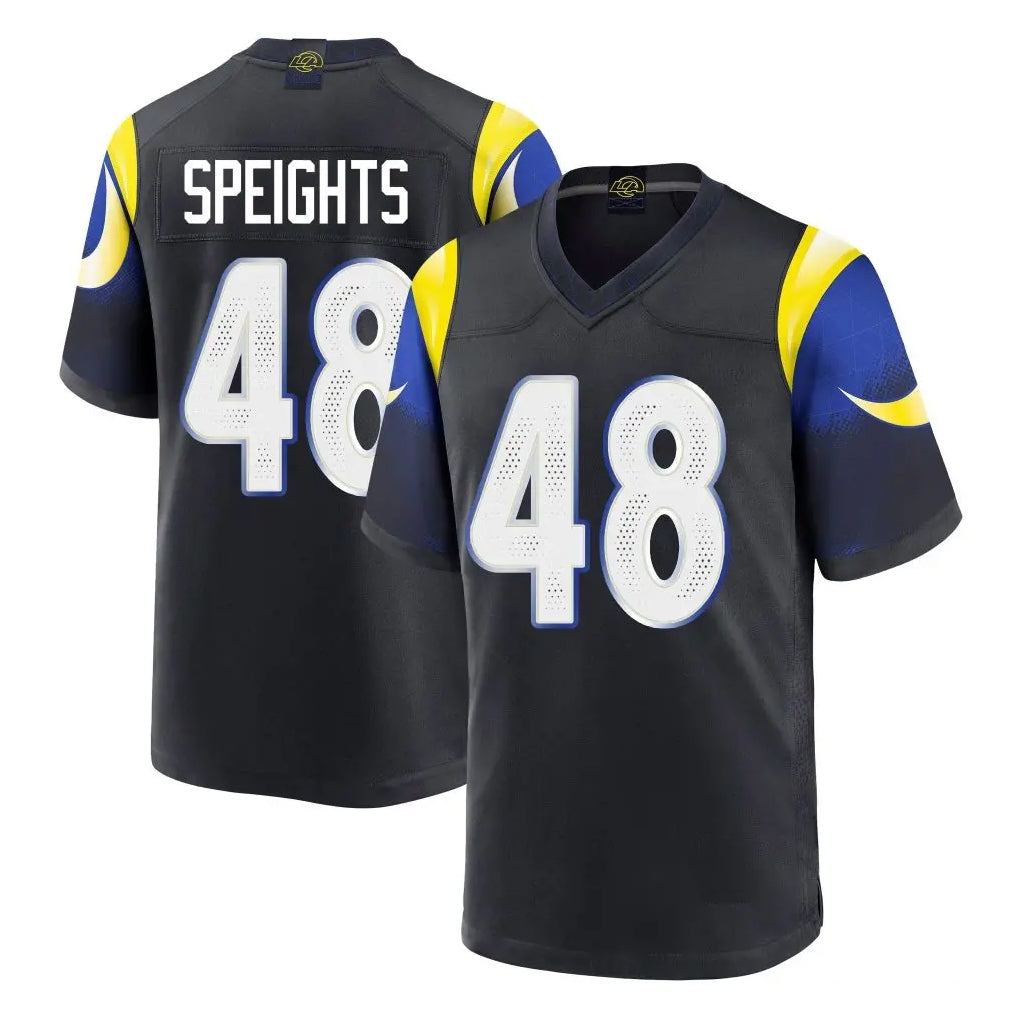 Johmsee LA.Rams #48 Omar Speights Player Black Midnight Rivalries Collection Home Game Stitched Jerseys