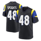 Johmsee LA.Rams #48 Omar Speights Player Black Midnight Rivalries Collection Home Game Stitched Jerseys