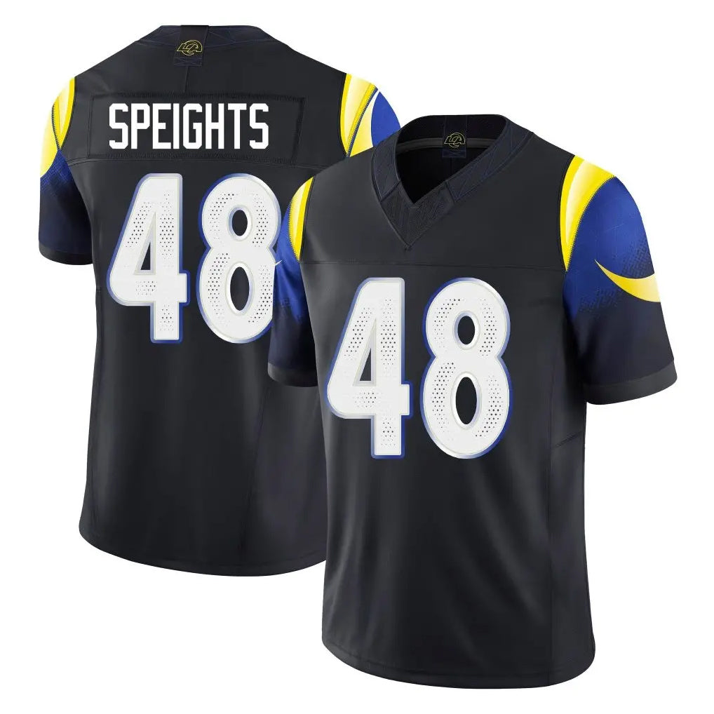 Johmsee LA.Rams #48 Omar Speights Player Black Midnight Rivalries Collection Limited Home Game Stitched Jerseys